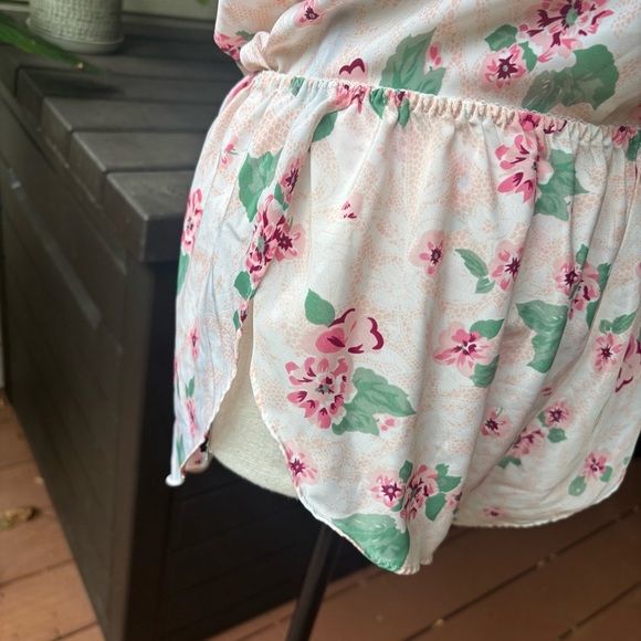 Vintage 90s Floral Lingerie Set Cami and Shorts Pink Green | Medium - Picture 5 of 10